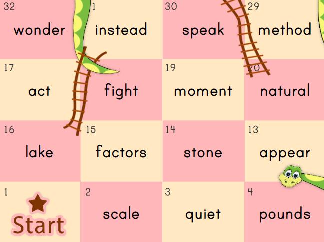 sight word单词册蛇梯游戏资源免费下载