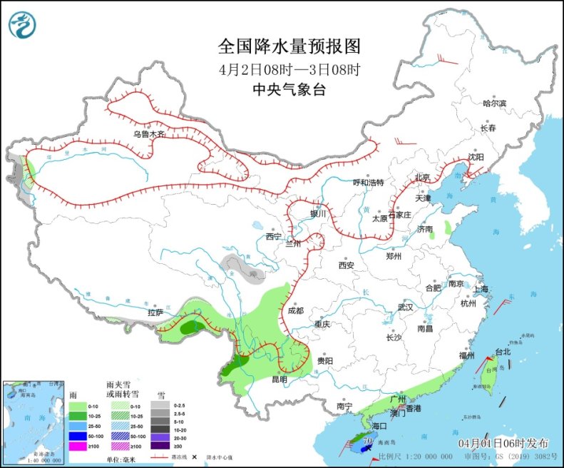 华南西南等地有降雨天气 南海中西部及西南部海域风力可达9级