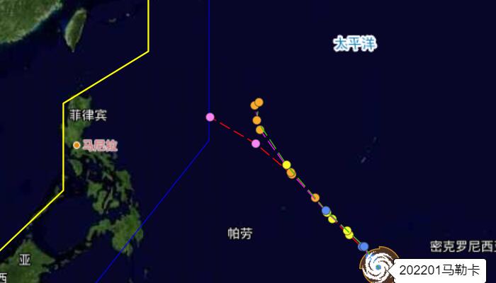 2022年第一号台风马勒卡路径走势图 会去往哪里会来影响我国吗