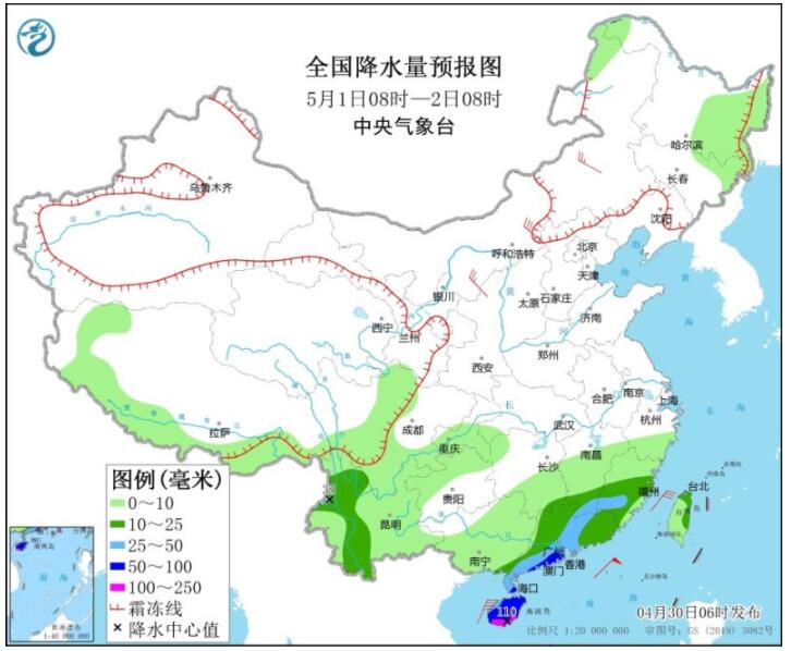 五一假期第一天西南江南等地有降雨 内蒙古东北等地有小雨雪