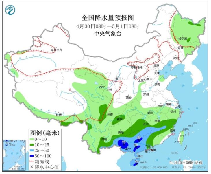 五一假期第一天西南江南等地有降雨 内蒙古东北等地有小雨雪