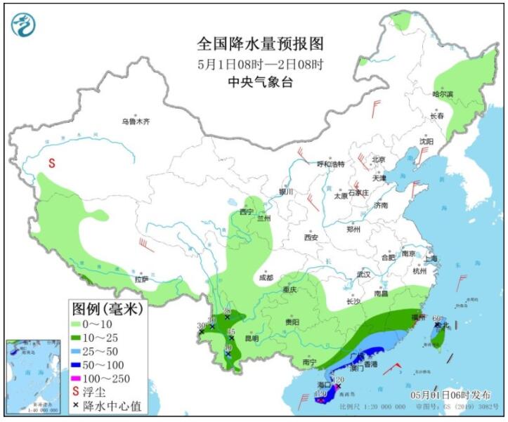 五一假期第二天江南华南等地有降雨 东北内蒙古等地有小雨或雨夹雪