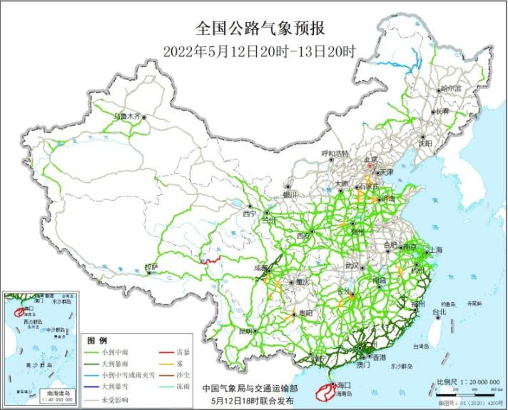 2022全国交通天气最新预报：5月13日高速路况最新实时查询