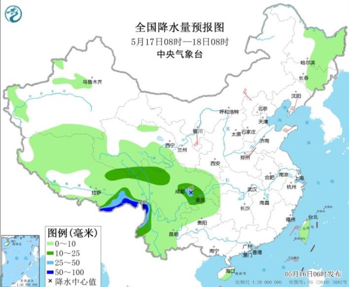 云南西藏部分地区降雨明显 内蒙古东北等大风显著