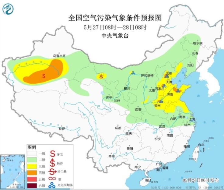 5月27日环境气象公报：新疆南疆盆地仍有沙尘