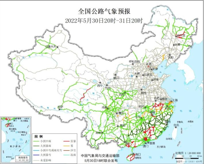 2022全国交通天气最新预报：5月31日高速路况最新实时查询