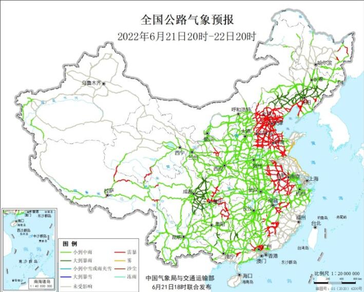 2022全国交通天气最新预报：6月22日高速路况最新实时查询