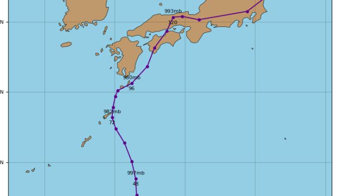 今年4号台风艾利胚胎路径图最新消息 四号台风正在酝酿未来路径预测图