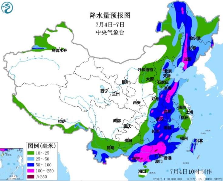 “暹芭”残余影响大范围暴雨将覆盖10余省市区 局地有特大暴雨