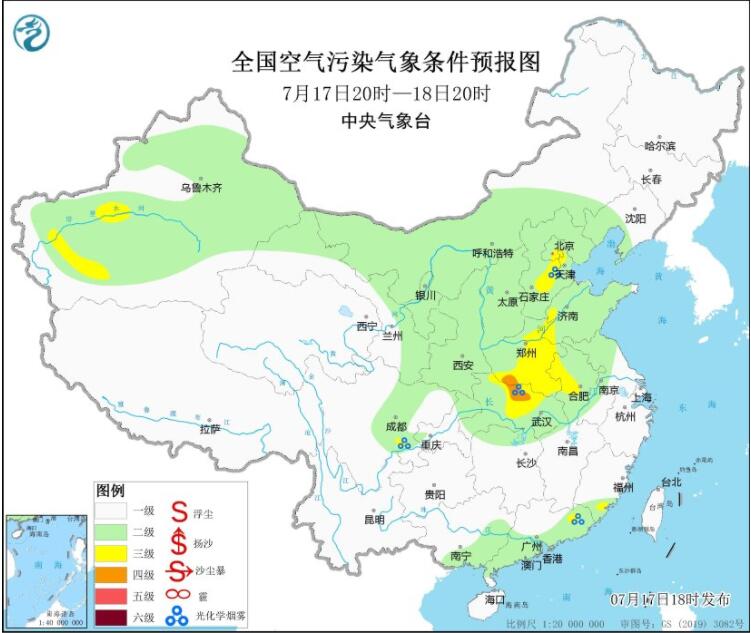 7月18日环境气象预报：新疆南疆盆地部分地区仍有沙尘