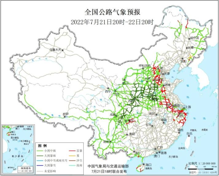 2022全国交通天气最新预报：7月22日高速路况最新实时查询