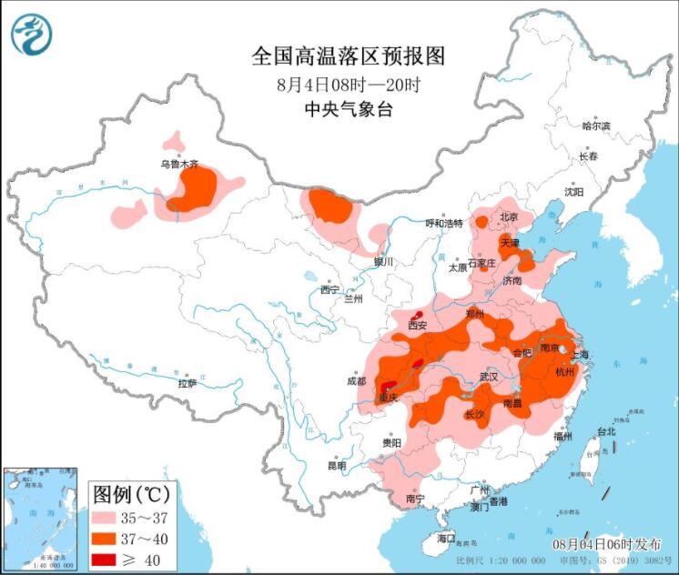 江南四川江汉华北等仍有高温 内蒙古东北有强降雨