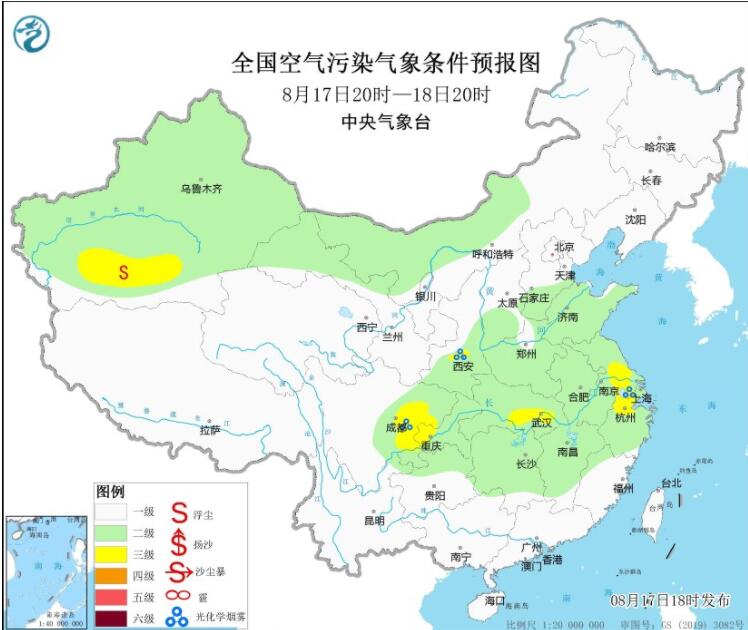 8月18日环境气象预报：川渝江浙沪等高温依旧利于臭氧生成