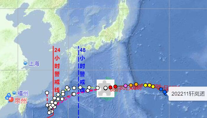 台风路径实时发布系统11号台风轩岚诺走势图 强达16级将会去哪里登陆