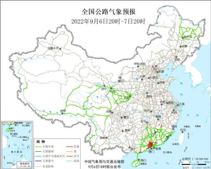 2022全国交通天气最新预报：9月7日高速路况最新实时查询