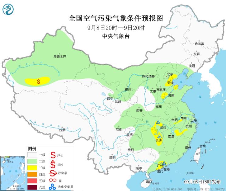 9月9日环境气象预报：新疆南疆盆地有沙尘出没