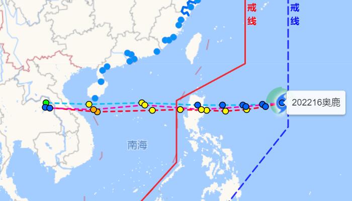 2022年第16号台风“奥鹿”生成  与“塔拉斯”双风共舞