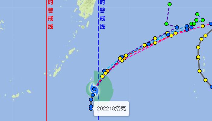 温州台风网台风路径图18号洛克 预计将持续向东北方向移动