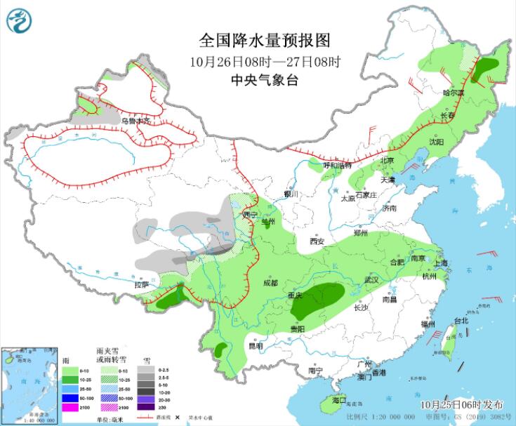 西藏青海川西高原等雨雪强势来袭  华北东北受冷空气影响降温降水