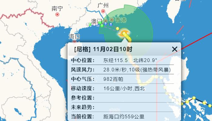 海南台风最新路径图2022年第22号 台风尼格影响海南有大风大雨